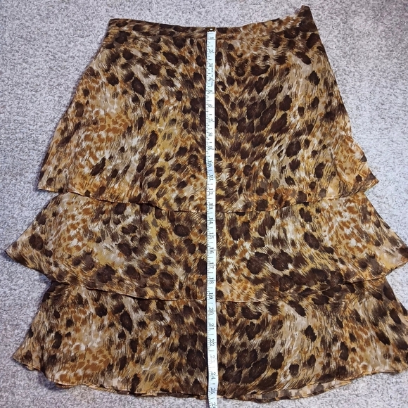 Vintage Leopard Print Skirt Women's 12 100% Silk Tiered Animal Print - Picture 3 of 9